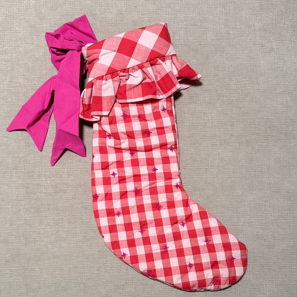 Anthropologie Gingham Bow Stocking